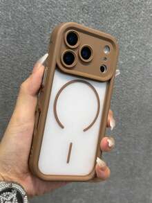 半透明磨砂摄像头镜头保护磁吸无线充电手机壳，兼容 17 Pro Max、17 Pro、17 Air、17、16、15、14、13、12、11 Pro Max，Armor Plus 后盖 - 棕色 - 查看 2