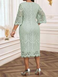 SHEIN Lady CURVE Đầm màu xanh bạc hà cỡ lớn, thích hợp cho mùa xuân, hè, thu và đông, đầm ren màu xanh bạc hà thanh lịch, đầm màu xanh bạc hà, đầm mùa hè, đầm mùa xuân, đầm dự tiệc, đầm dự tiệc thanh lịch, đầm dự đám cưới cho nữ, đầm cưới và sự kiện, đầm thanh lịch cho nữ, đầm dạ hội, đầm tốt nghiệp, đầm dành cho người có thân hình đầy đặn, đầm Ngày của Mẹ - Màu xanh Bạc hà - Xem 2