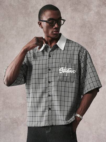 STYNVO Men's Plaid Single-Breasted Casual Versatile Commuting Short Sleeve Shirt