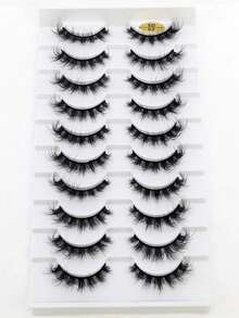 HBZGTLAD 10 Pairs Crisscross Extra Long Lashes, Natural-Looking False Eyelashes, Large Tiered Box, 3D Faux Mink Lashes, Eyelash Extension - Black - View 1