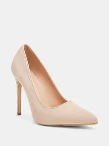 Glitzique Fall/Winter Elegant Apricot Pumps For Women, Minimalist Point Toe Stiletto Heeled Faux Suede Court Pumps,Elegant,Party,Stilettos Heels - Apricot - View 3