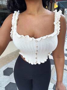 Alexandranx Women's Romantic Casual Knit Top For Vacation,Going Out Top - Apricot - View 3