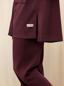 GLOWMODE X Reem Modest SoftSerene Modal Always Glowing Relaxed Fit Thigh Length Pocket Side Split Hem Hooded Long-Sleeve Daily Casual Wear - Purple - View 6