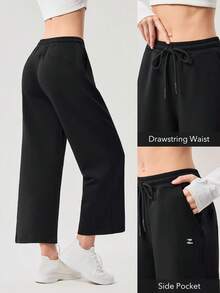 OutZeal 女士运动黑色裤子，日常休闲柔软款，高腰阔腿，运动下装。 - 黑色 - 查看 5