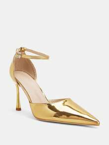 Glitzique Fall/Winter Elegant Fashion High Heel Pointed Toe Hollow Strap Work Shoes,Party,Stiletto Heels - Gold - View 4