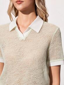 CourtClass Women's Contrast Color Short Sleeve Casual Fitness Sports Polo Shirt - Green - View 4