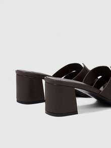 Sleekvia Women Shoes Spring And Summer New Square Toe Thick High Heel Brown Splicing Women's High Heel Sandals Fashionable And Comfortable Versatile Commuter Women's Sandals Slippers - Coffee Brown 1 - View 3