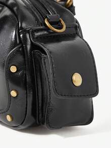 Viva Strut Túi xách nữ, túi đeo chéo, giả da, màu đen, thời trang, cá tính, đơn giản, đa năng, phong cách đường phố, dành cho các cô gái ngọt ngào và cá tính, những cô nàng sành điệu, phong cách Y2K, retro, đinh tán, vintage, dành cho thanh thiếu niên. - màu đen - Xem 6