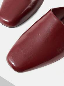 Mnmlis Zapatos de mujer para primavera y verano, nuevos modelos. Diseño cuadrado simple para uso en casa, citas, tardes de té. Populares zapatos planos tipo mula - Burdeos - Ver 5