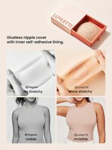 LUVLETTE Plus 可重复使用不粘性自粘隐形裸色硅胶乳贴 - 中间无胶 - 肉桂色 - 杏色 - 查看 10