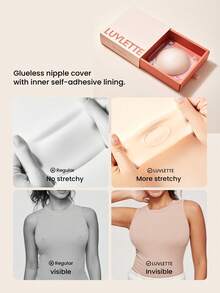 LUVLETTE Reusable Not Sticky Self-Adhesive No-Show Silicone Light Nude Nipple Covers-No Glue In The Middle-Vanilla - Vanilla - View 12