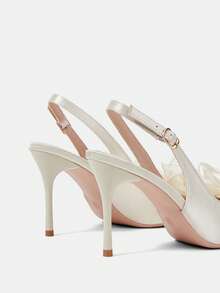 CUCCOO HITCHD Women's Pointed Toe Buckle Design Fashionable High Heels, Versatile For Daily Wear Wedding Shoes Spring Shoes Bride Shoes - White D - View 4