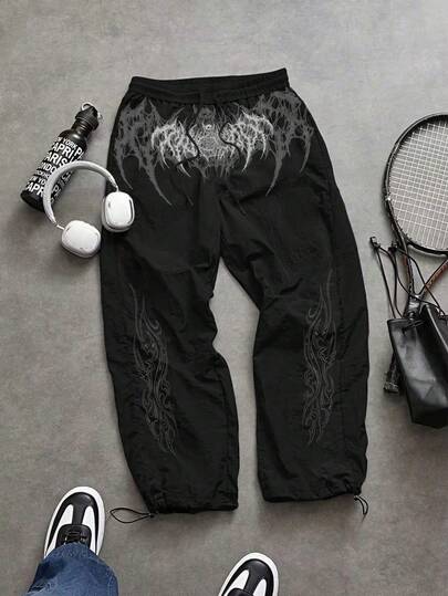 Sport MetroGents Men's Gothic Print Drawstring Waist Loose Fit Sweatpants