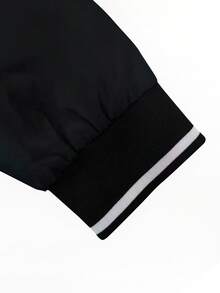 Manfinity Homme 男士棒球领单排扣休闲百搭日常长袖夹克 - 黑色 - 查看 6