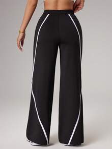 Dewbera Women's Casual Patchwork Color Loose Fit Sweatpants, Versatile For Daily Wear And Sports - Black - View 2