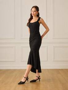 CUCCOO HITCHD Tacones de aguja con diamante de imitación para mujer, de tacón medio. Zapatos de vestir elegantes, casuales y minimalistas, cómodos y de fácil puesta, para bodas, trabajo, citas y ocasiones formales - Negro - Ver 3