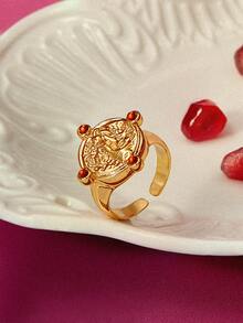 Glisma Women Single Ring,Outfits,Old Money,Metallic/Texture,Gemstone,For Mom/Women/Girl/Mother,Premium,Vintage,Classy,Valentine's Day,GiftRamadan Gifts,Islamic Gifts,Muslim,Eid Gifts - Yellow Gold - View 2