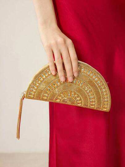 MOTF BOLSO DE NOCHE HECHO A MANO CON CUENTAS Y ADORNOS DE CRISTAL STRASS