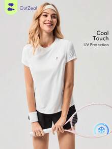 OutZeal 女士运动T恤 夏季日常休闲凉爽网眼设计上衣 - 白色 - 查看 10