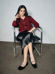 2025 Spring New French Soft Square Toe Mary Jane Flats, Black - Black - View 6