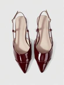 Sleekvia Women's Fashion Versatile Pointed Toe Flat Shoes For Commuting - Burgundy - View 1