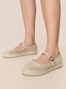 Styleloop Bohemian Style Holiday Style Leisure, Mary Jane Straw Rope Shoes, Bohemian Style, Travel Essentials, Summer Wear, Holiday Atmosphere - Mary Jane Khaki - View 3