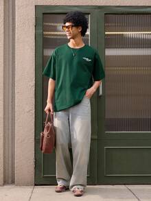 Open Phase SU ER Men's Fashionable Printed Loose Short Sleeve T-Shirt | Exquisite Design | Summer Essential | Easy To Match, Showcasing Your Style - Dark Green - View 8