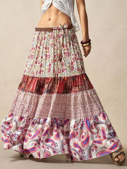 Bohemela Casual Vacation Printed Loose Women Skirt