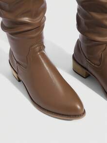 Daringsoles Women's PU Leather Versatile Fashion Mid-Calf Boots For Daily Wear - Brown - View 5