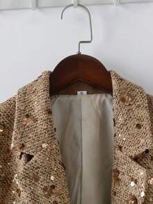 Aveloria Rosie Sequin Embellished Chic Fitted Blazer, Sophisticated Versatile Design - Gold - View 5