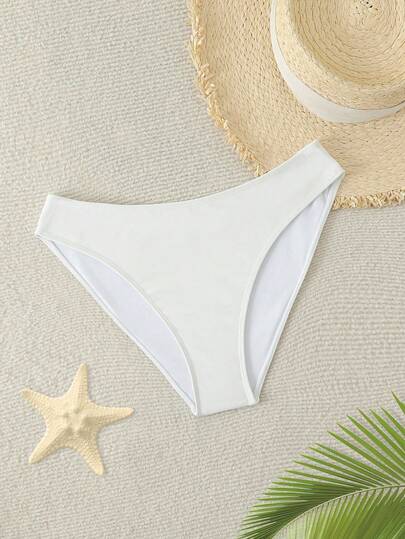 Swim Vcay Women's Solid Color Casual Bikini Bottom