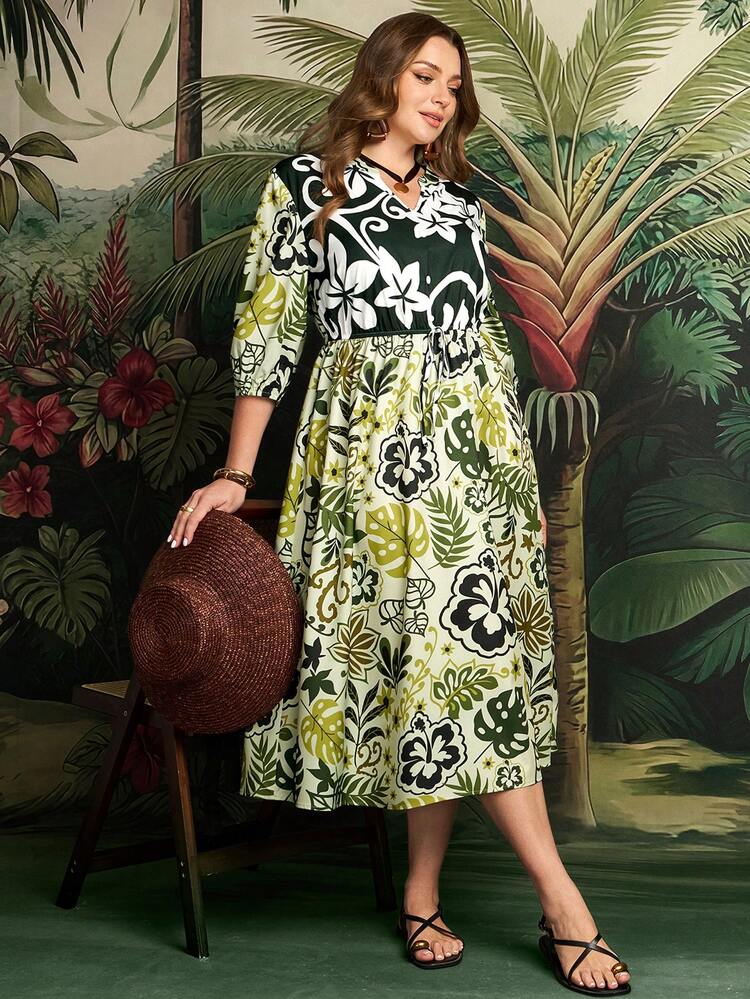 Plus Size Women Notched V-Neck Floral Print Ruched Casual Vacation Date Dress Summer Outfits  Beach Vacation Outfits For Women Floral Dress BOHO Clothes Beach Vacation Outfits Woman Plus Size Resort Wear Women Vacation Dress Plus Size Summer Dresses For Women Women Casual Dresses Maweii Plus Size Dress Vacation Casual Summer Outfits For Women  Beach Outfit For Women  Casual  Vacation Outfits Women Country Concert Outfit Peplum