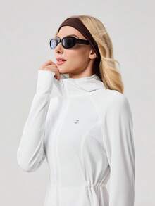 OutZeal 女士防晒夹克 日常休闲防紫外线透气网眼拼接户外上衣 - 白色 - 查看 9