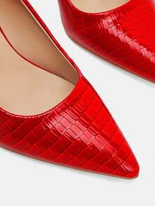 Glitzique 秋冬季女士红色尖头高跟鞋，性感优雅，1双装 - 紅色 - 查看 7