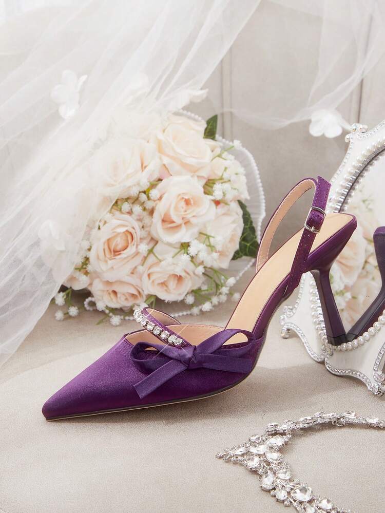 CUCCOO HITCHD Women Shoes Spring Summer New Three-Dimensional Cute Big Bow Design Pointed Toe Wine Glass Heel Middle Heel Romantic Elegance Elegant Simple Black Satin High Heel Single Slingback Dating Afternoon Tea Party Valentine's Day Elegant Wear Banquet Dating Evening Dress Sweet And Sexy Slingback Wedding Shoes Half Slippers Macaron White Beige Blue Royal Blue Pink Brown Green Burgundy Gray Rose Red Purple Yellow Orange Apricot Gold Silvery Diamonds Big Size Rhinestone Flower Lace Wedding Shoes Spring Shoes Bride Shoes