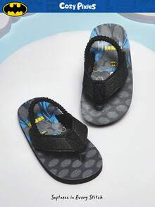 BATMAN X Cozy Pixies 1双夏季休闲百搭可爱趣味沙滩度假黑色男童/幼儿平底凉鞋 - 深灰色 - 查看 2