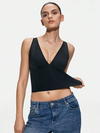 SHAPORA 1件女士修身深V吊带背心