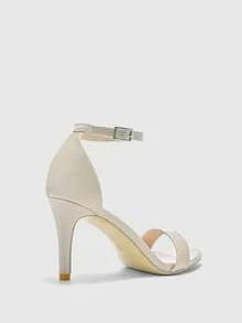 CUCCOO BIZCHIC 女士圆头细高跟杏色踝带简约时尚优雅女士高跟凉鞋，带裙摆，日常百搭通勤凉鞋 - 杏色 - 查看 4