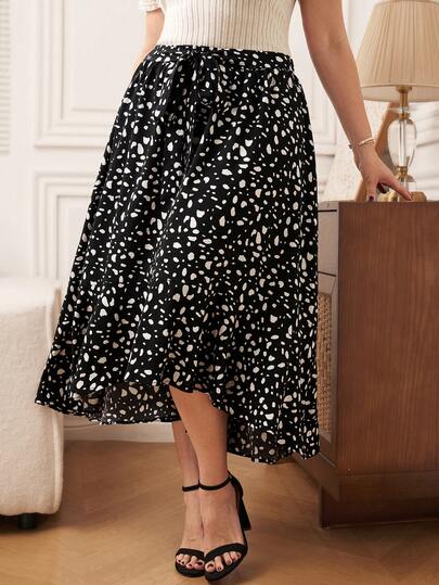 EMERY ROSE 大码女式印花休闲百搭约会外出A字裙