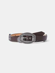 MUSERA Western Silver Detail Buckle Belt - Dark coffee - View 3