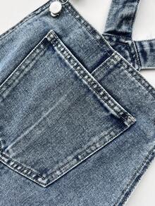 Elamini Y2K Summer Casual Denim Bib Shorts - Light Wash - View 3