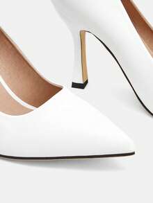 Glitzique Tacones altos blancos sólidos para mujer de otoño/invierno, zapatos básicos, puntiagudos y de tacón fino a la moda para uso diario casual, trabajo, eventos elegantes, fiestas, bodas, tacones ultra altos, elegantes, para fiesta - Blanco - Ver 5