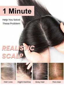 Human Hair Toppers Free Parted 10x12cm Base Hand-Wovened 100% Real Hairpieces, With Invisible Clips-In For Women, For High Hairline/Adding Volume On Top Natural Black Color - Natural Black - View 5