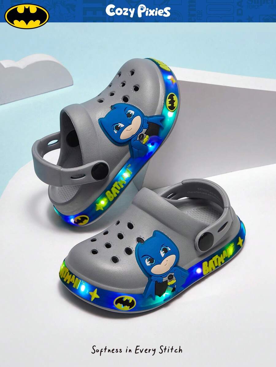 BATMAN X Cozy Pixies Toddler Boys' Comfortable Fashion Green Dinosaur Cartoon Cute Lightweight Breathable Sandals For Summer - Grey - View 1