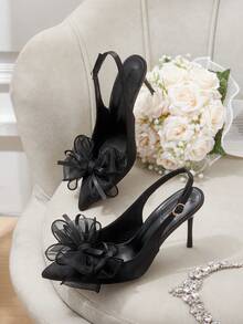 CUCCOO HITCHD Women's Pointed Toe Buckle Design Fashionable High Heels, Versatile For Daily Wear Wedding Shoes Spring Shoes Bride Shoes - Black D - View 1