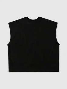 ROMWE MEN Essentials Men's Round Neck Metal Grommet Decor Casual Versatile Daily Wear Top - Black - View 3