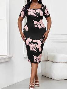 SHEIN Lady CURVE 大码印花紧身连衣裙 生日/活动礼服/办公礼服/教堂礼服/婚纱/度假礼服 沙滩裙 女士粉彩连衣裙 毕业礼服/毕业典礼礼服/毕业套装 婚礼宾客礼服/新娘送礼会礼服 女士端庄连衣裙/波西米亚风女装/波西米亚风/波西米亚时尚大码连衣裙 夏季连衣裙 春季连衣裙 女士优雅连衣裙 - 彩色 - 查看 6