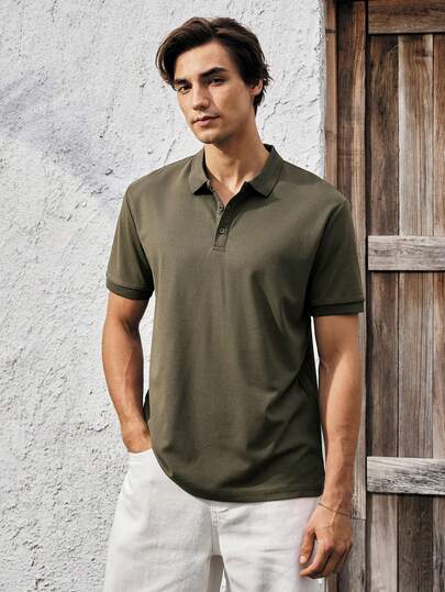 Mercer Haus 男士纯色短袖休闲/商务 Polo 衫