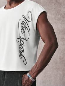 STYNVO 男士休闲字母印花背心，夏季 - 白色 - 查看 5