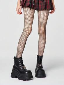 ROMWE Goth Women Heeled Sandals~ 2026 New Fashion Spring And Autumn Punk Style Dark PU Round Toe Wedge Heel Platform Riding Boots British Style Lace-Up Butterfly Buckle Muffin Locomotive Boots Versatile Height-Increasing Ankle Boots Women - Black - View 2